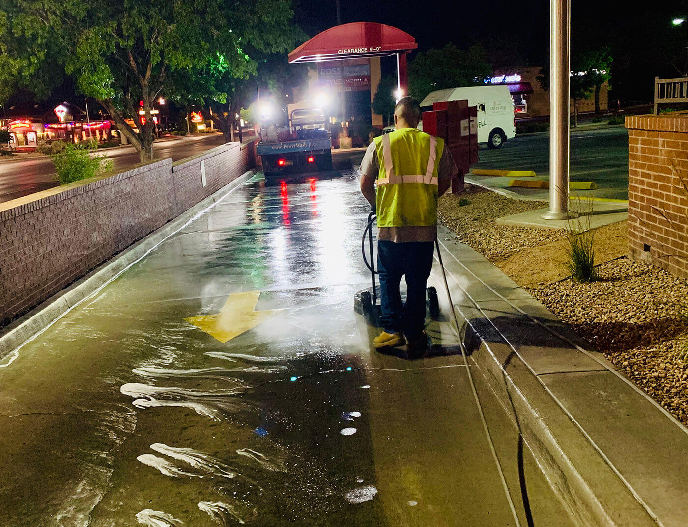 Restaurant Drive-Thru surface cleaning, grease removal and Sanitation