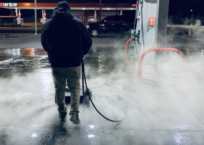 Hot water pressure washing and surface cleaning