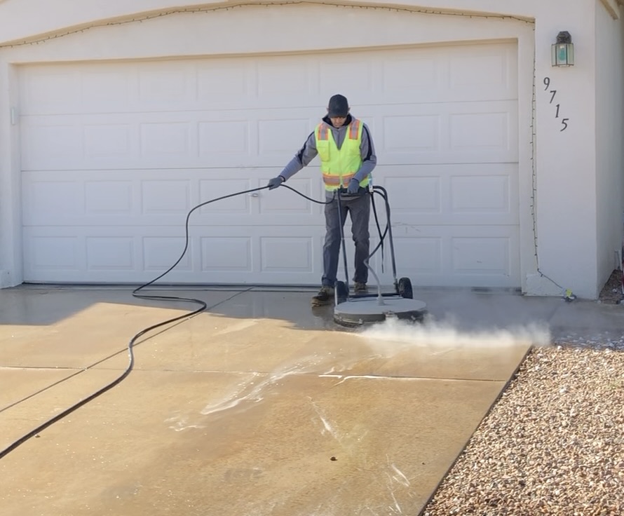 Concrete Driveway surface cleaning and residential pressure washing