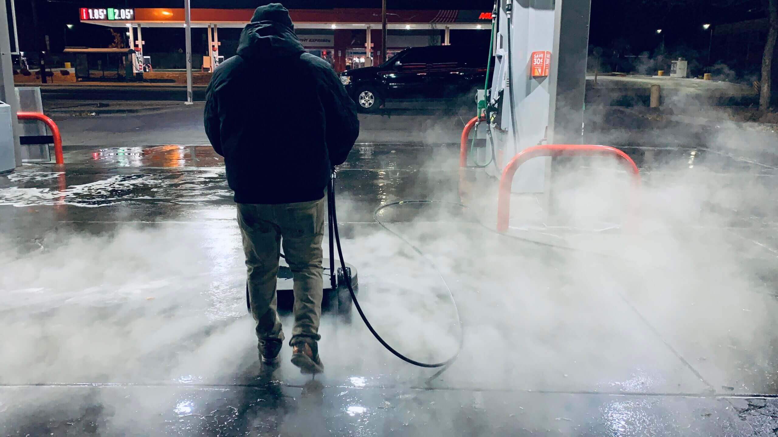 Gas Station pressure washing and property Restoration